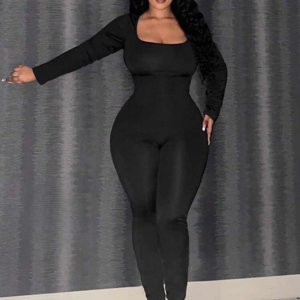 SHEIN Sleek Black Long Sleeve Jumpsuit